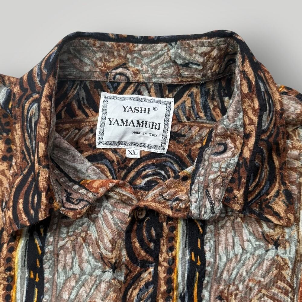 Vintage Yashi Yamamuri Italy Abstract Tribal Print Button Up Shirt Womens XL - Picture 3 of 9